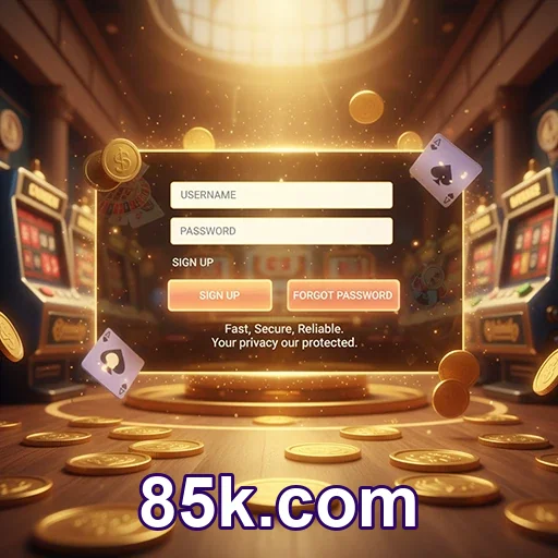 Tela do app 85k.com com entrada acessível no celular